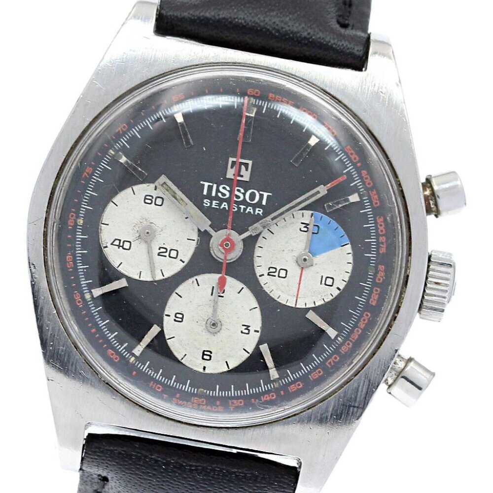 TISSOT Sea star ｗ-24234 Chronograph black Dial Hand Winding Men's Watch